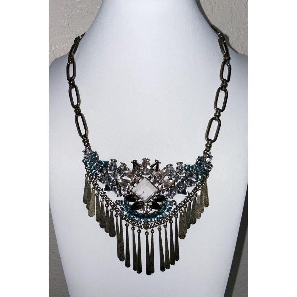 BaubleBar Statement Necklace Chunky & Funky Rhinestones Bling 16”